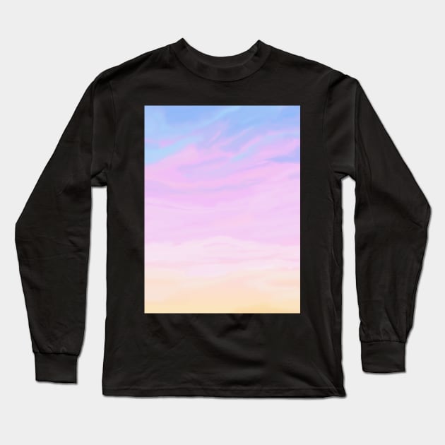 Pastel Sunset Sky  Aesthetic Lofi Long Sleeve T-Shirt by Trippycollage